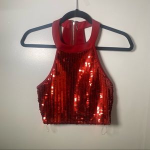 ⭐️2/15$⭐️Red Cropped Sequin Top - Revamped Premium Collection